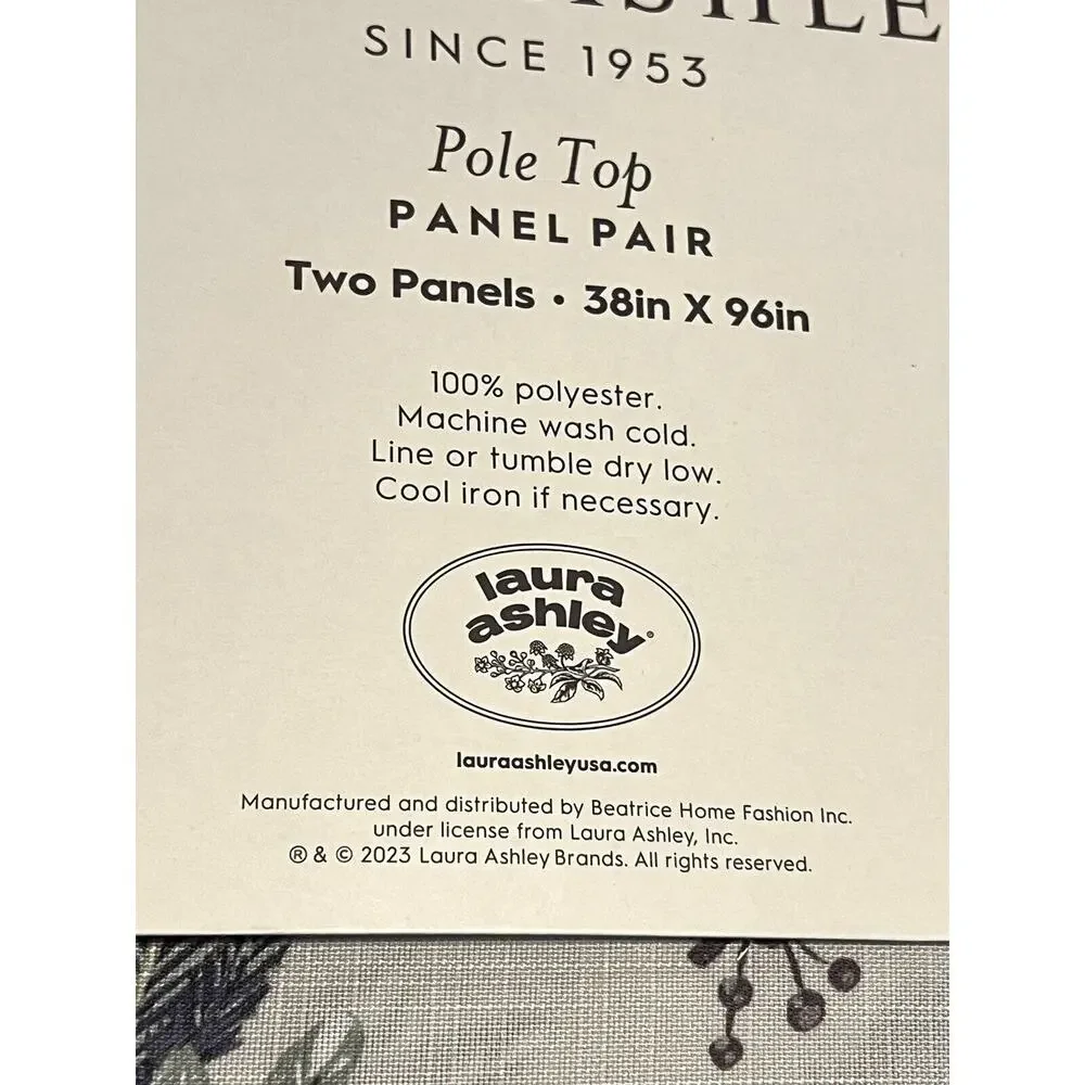 Laura Ashley Belvedere Peacock Curtains 2 Panels Navy Blue Green Ivory 38”x 96”